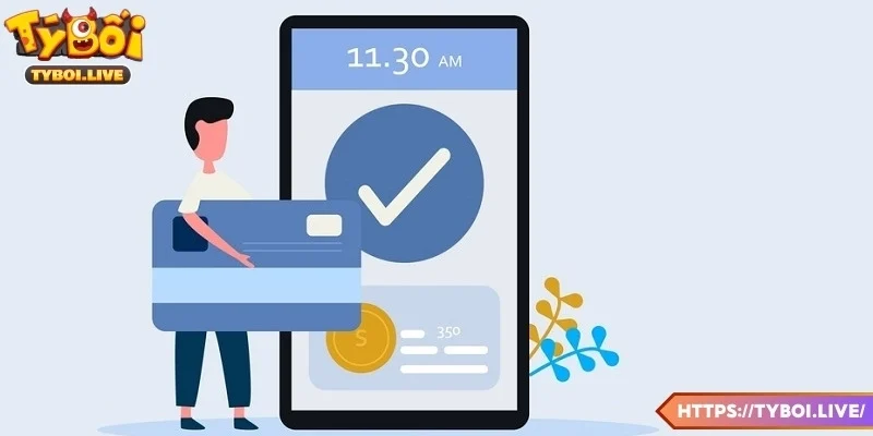 Giao diện rút tiền Tyboi qua ngân hàng với các lựa chọn đơn giản, trực quan