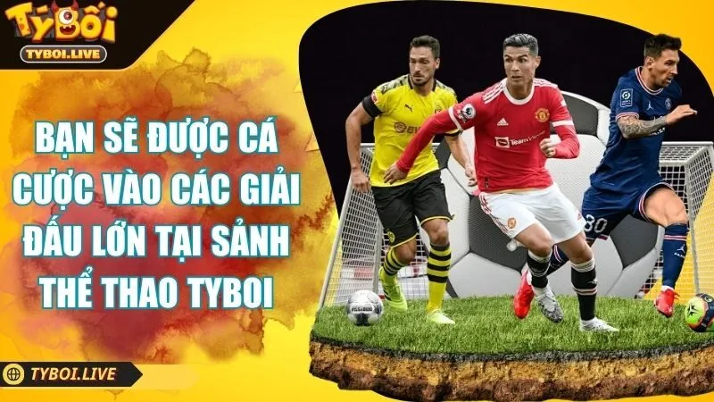 Bạn sẽ được cá cược vào các giải đấu lớn tại sảnh thể thao Tyboi