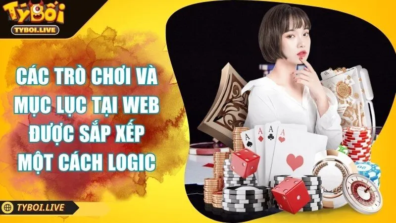 Các trò chơi và mục lục được sắp xếp một cách logic